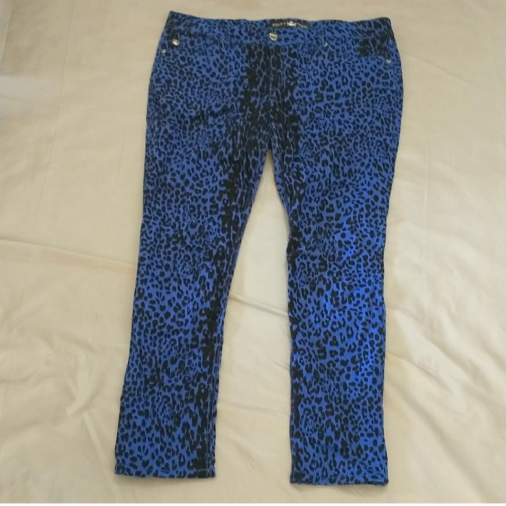 Torrid source of wisdom blue black animal print straight leg pants
